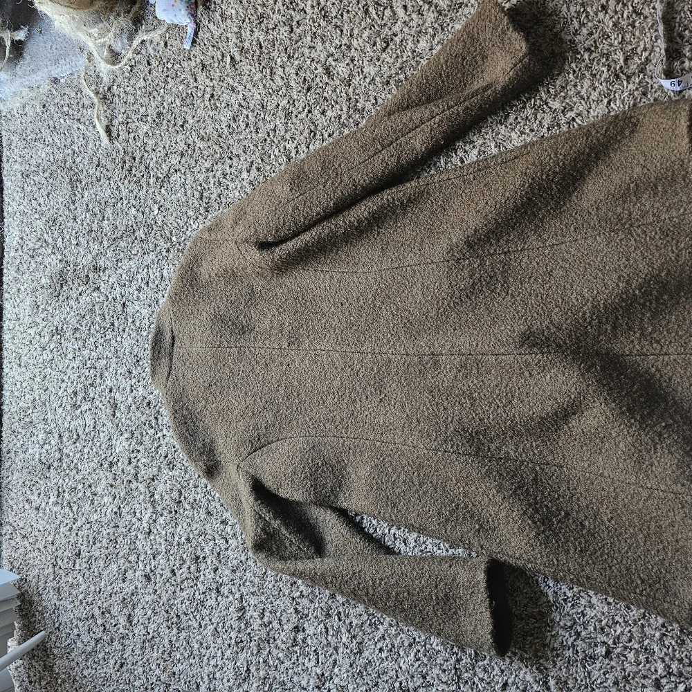 VTG Victorias Secret Mocca Mousse Tan Bouclé Midi Coat Button Y2K Size 12-14‎
